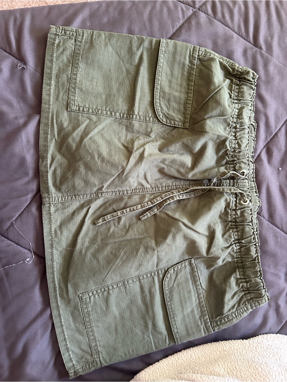 No Boundaries Olive Green Cargo Skirt with Elastic Waist